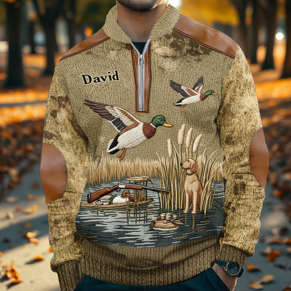Entenjagdsaison – Personalisiertes Herren-Jagd-Sweatshirt mit Reißverschluss