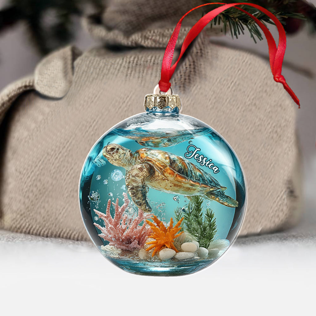 Beautiful Turtle - Personalized Turtle Transparent Ornament
