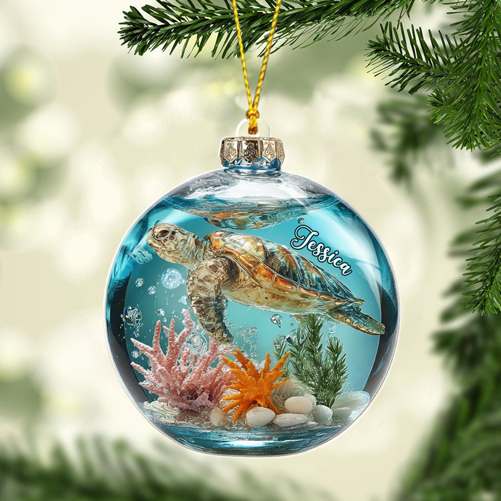 Beautiful Turtle - Personalized Turtle Transparent Ornament