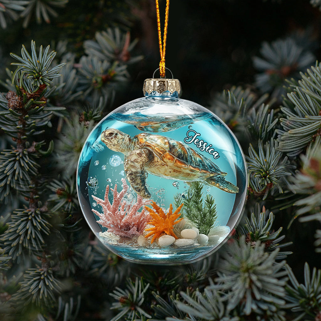 Beautiful Turtle - Personalized Turtle Transparent Ornament