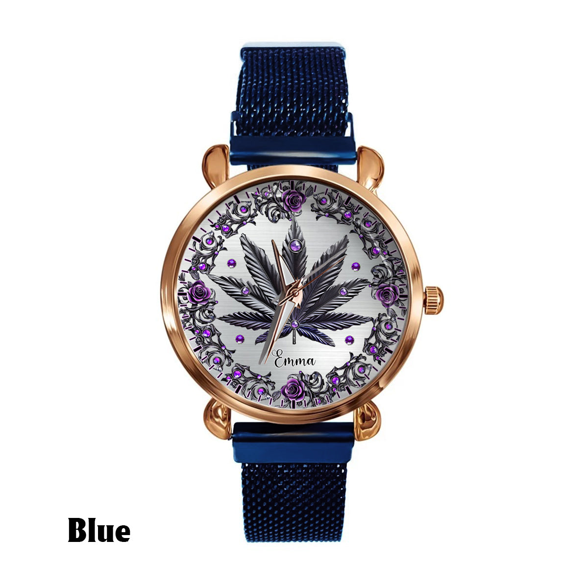 Magnifiques montres à montre personnalisées pour femmes, motif cannabis. 