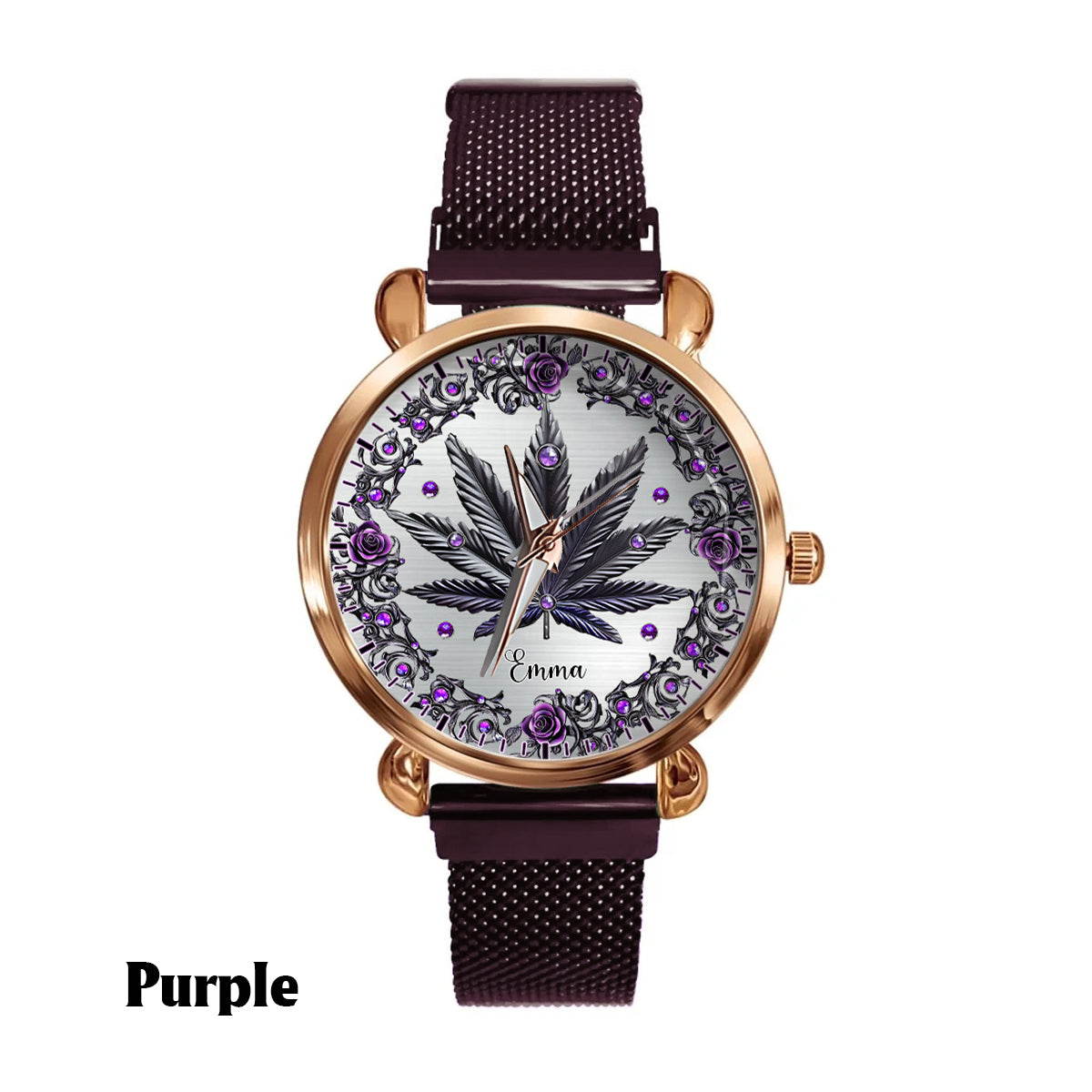 Magnifiques montres à montre personnalisées pour femmes, motif cannabis. 