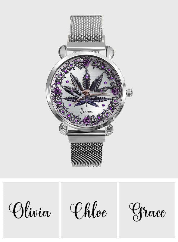 Magnifiques montres à montre personnalisées pour femmes, motif cannabis. 