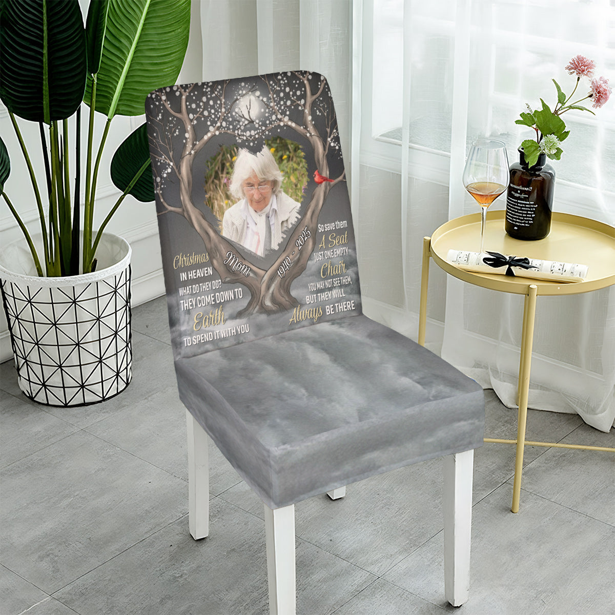 Those We Love Don't Go Away - Personalized Memorial Chair Cover Set