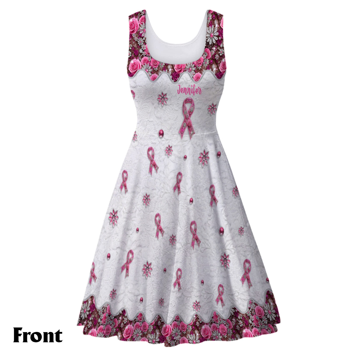 Breast Cancer Awareness - Personalized Breast Cancer Awareness Sleeveless Dress