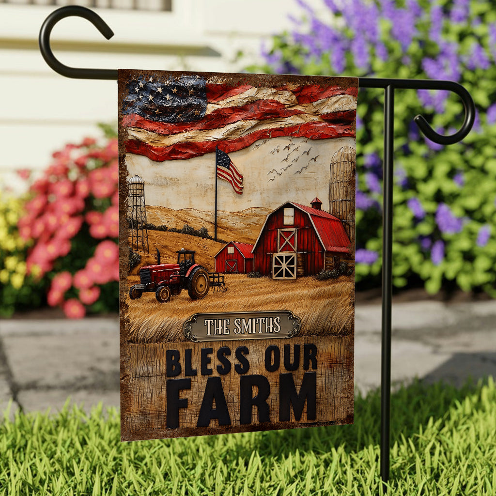 Bless Our Farm - Personalized Farmer Garden Flag