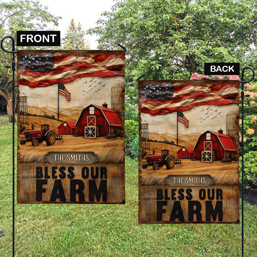 Bless Our Farm - Personalized Farmer Garden Flag