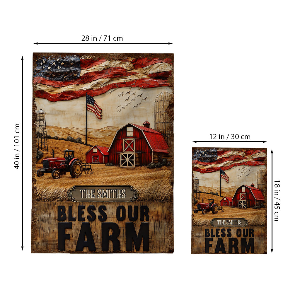 Bless Our Farm - Personalized Farmer Garden Flag