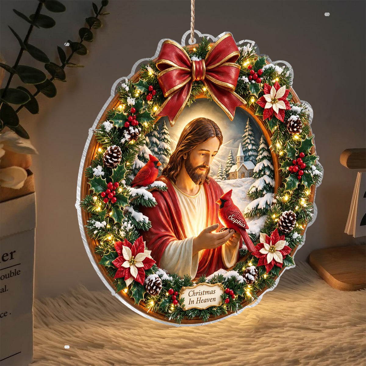 Christmas In Heaven - Personalized Memorial LED Light Acrylic Sign
