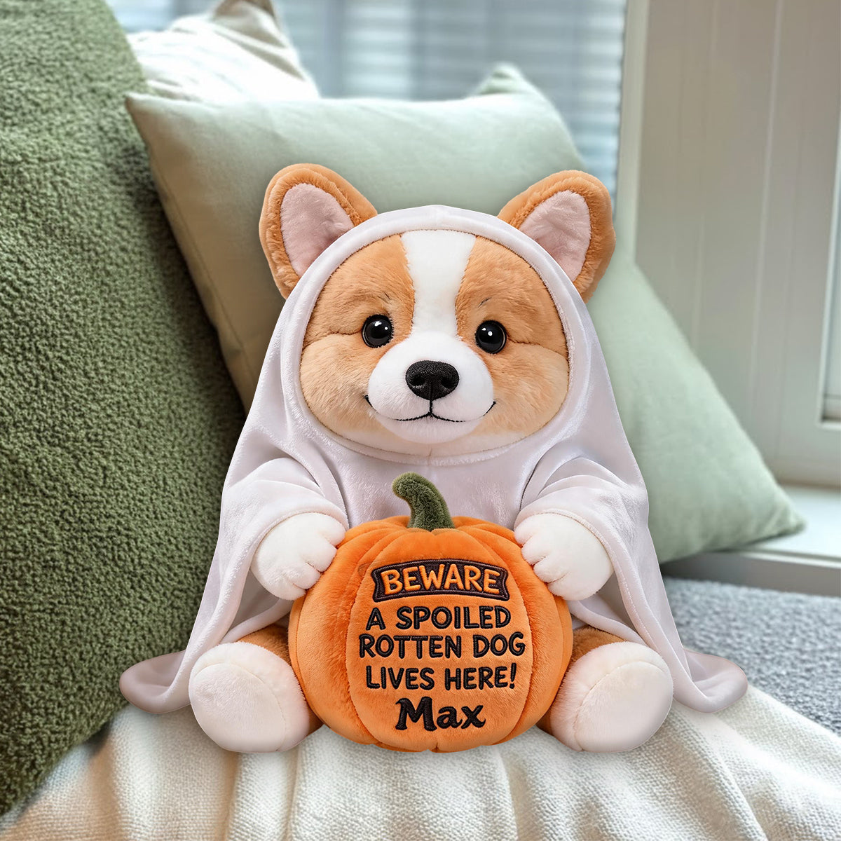 Pet Halloween - Personalized Dog Premium Faux Fur Pillow