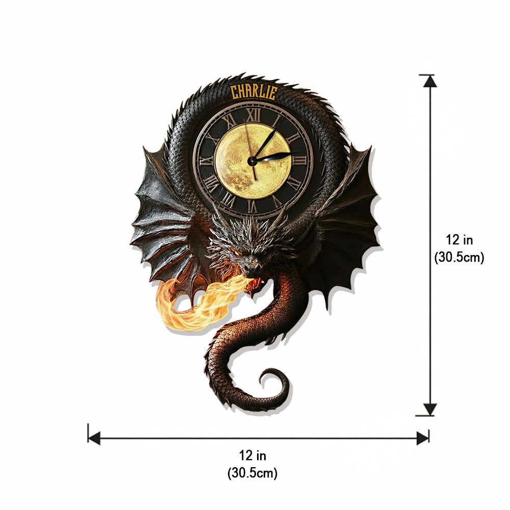 Horloge murale lumineuse LED Dragon Magique Noir - Personnalisée