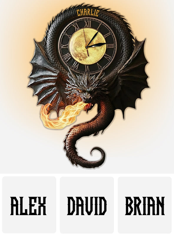 Horloge murale lumineuse LED Dragon Magique Noir - Personnalisée