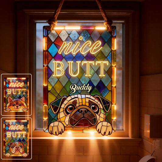 Curious Pet Nice Butt - Personalized Dog LED Light Acrylic Sign