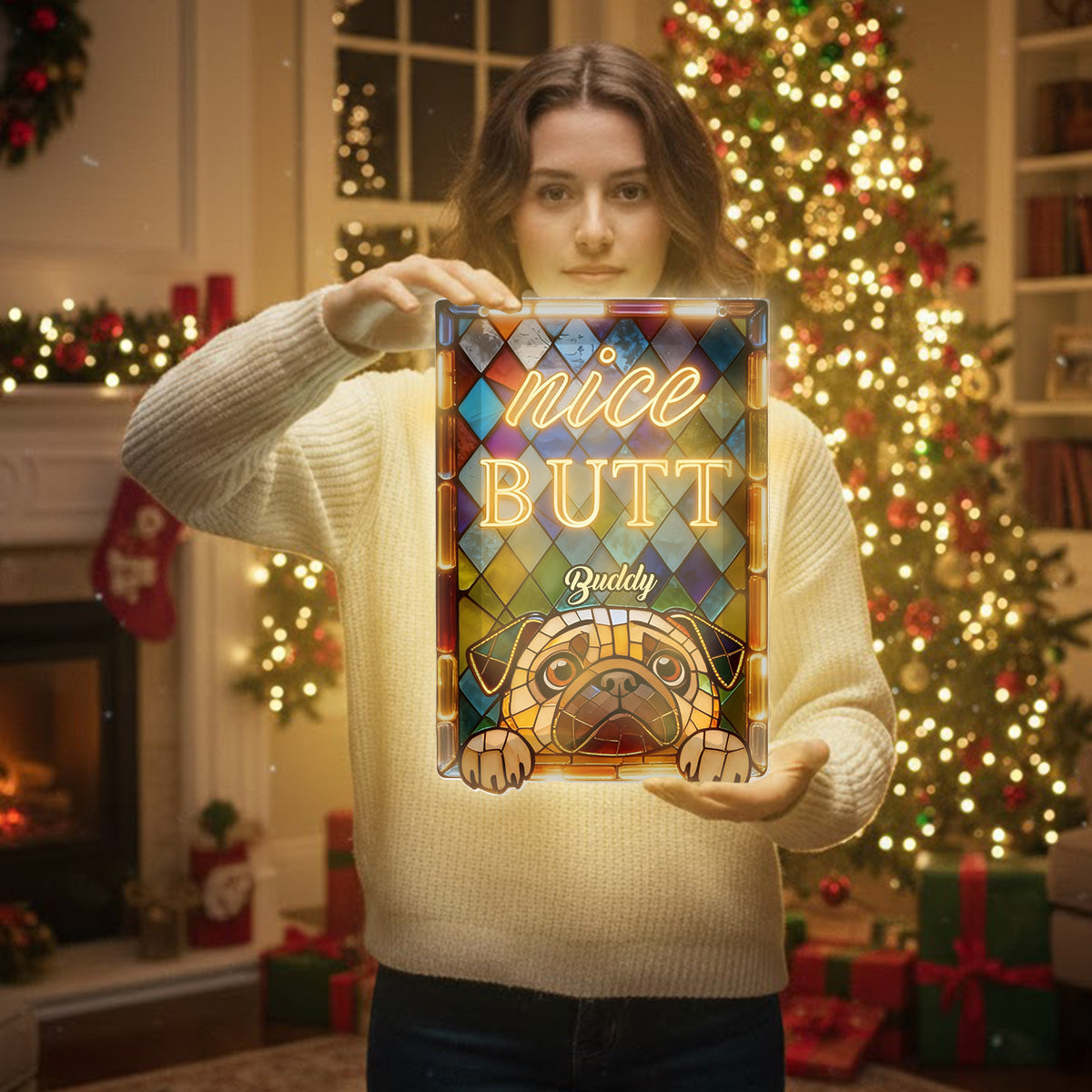 Curious Pet Nice Butt - Personalized Dog LED Light Acrylic Sign