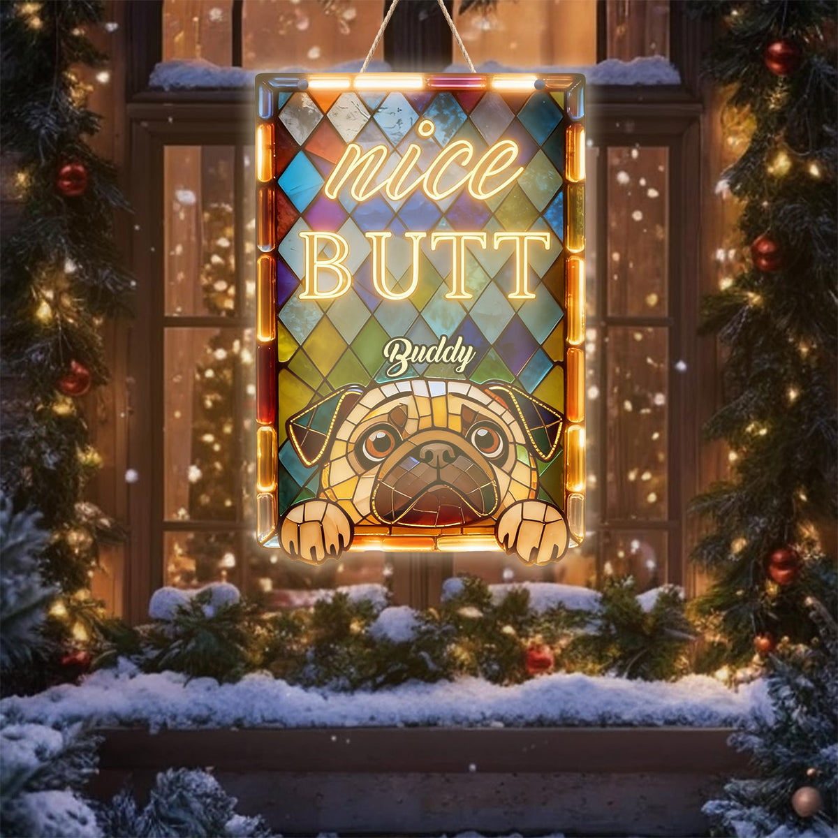 Curious Pet Nice Butt - Personalized Dog LED Light Acrylic Sign