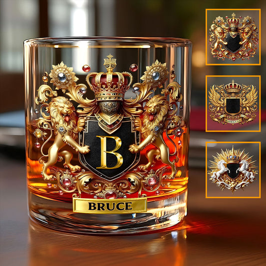 Wappen Löwe/Adler/Pferd – personalisiertes Whiskyglas
