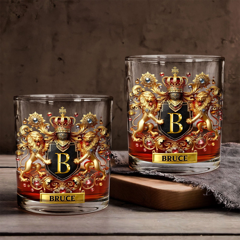 Lion/ Eagle/ Horse Coat Of Arms - Personalized Whisky Whiskey Glass