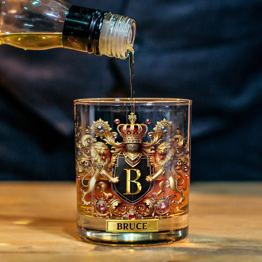 Lion/ Eagle/ Horse Coat Of Arms - Personalized Whisky Whiskey Glass