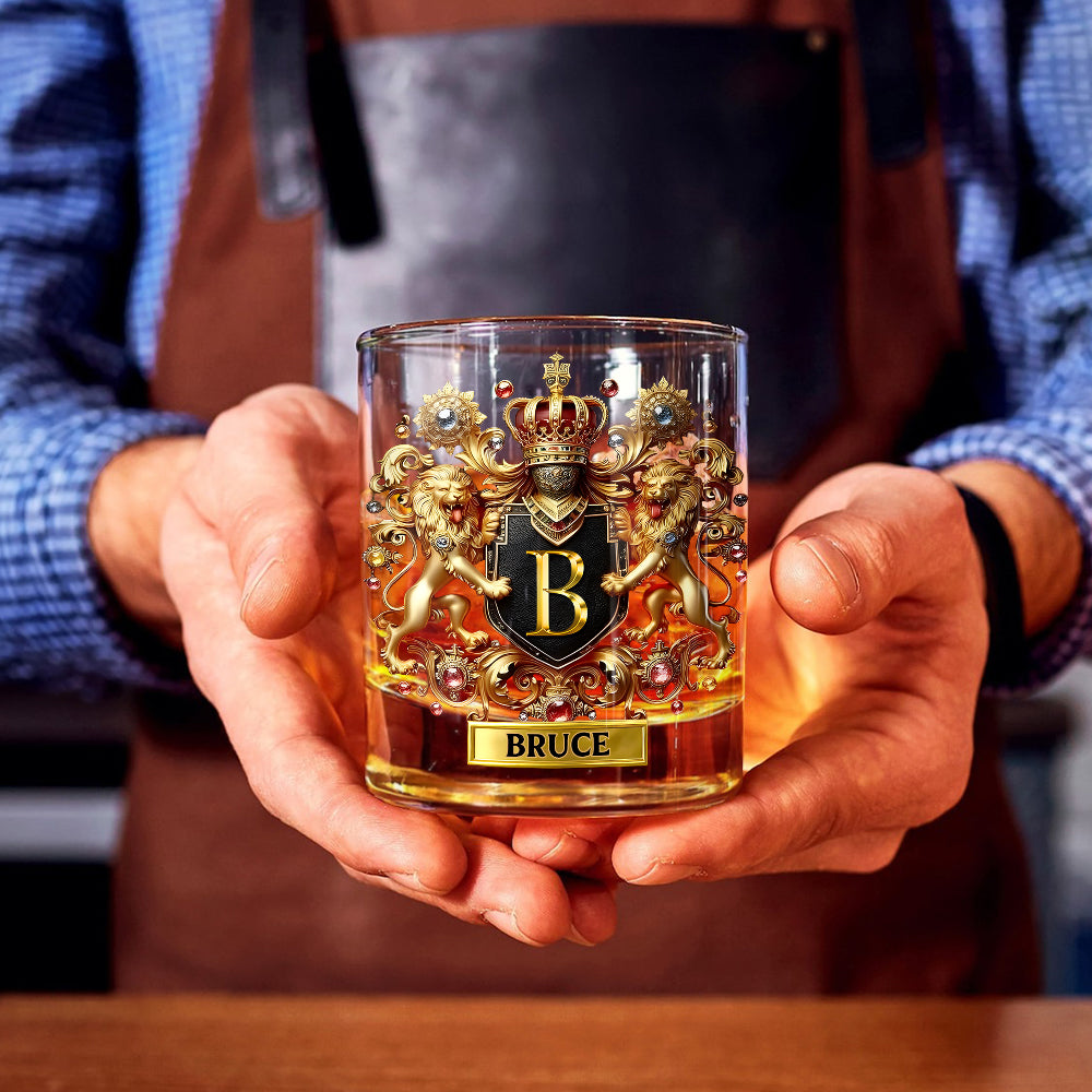 Lion/ Eagle/ Horse Coat Of Arms - Personalized Whisky Whiskey Glass
