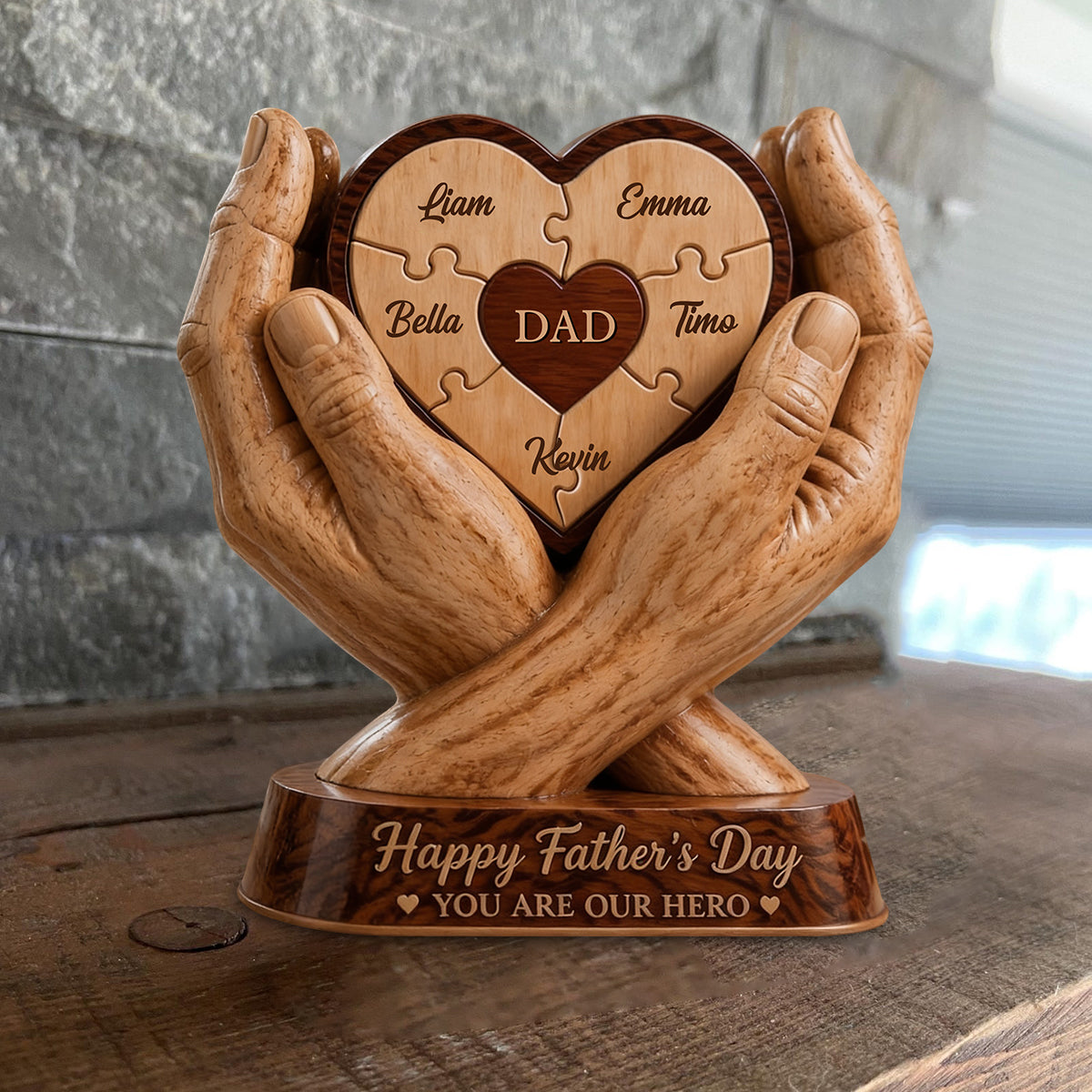 Bester Papa aller Zeiten - Personalisierte Holzplakette in individueller Form