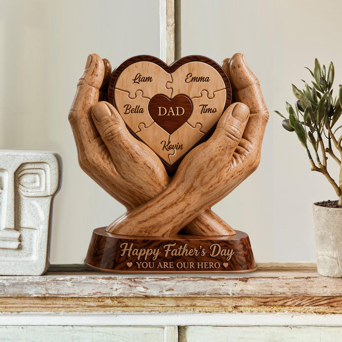 Bester Papa aller Zeiten - Personalisierte Holzplakette in individueller Form