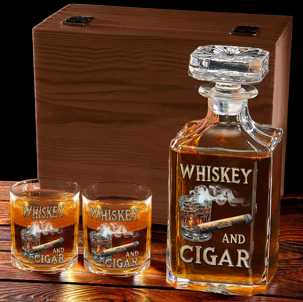 Whiskey And Cigar - Personalized Whisky Glass