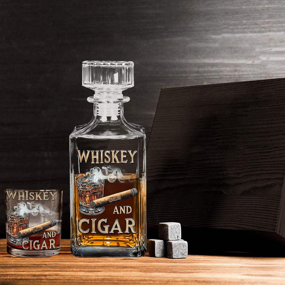 Whiskey And Cigar - Personalized Whisky Glass