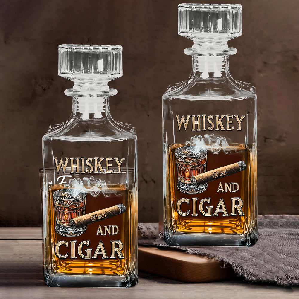 Whiskey And Cigar - Personalized Whisky Whiskey Decanter Set