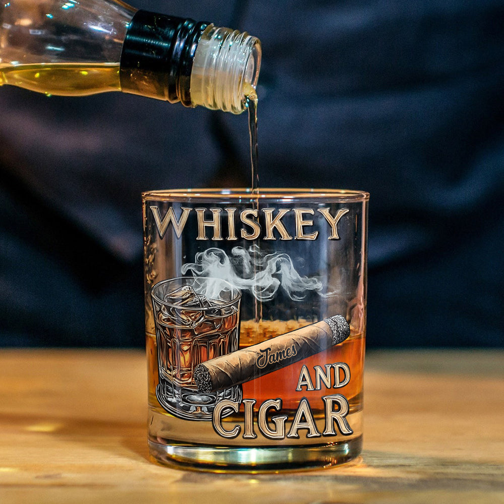 Whiskey And Cigar - Personalized Whisky Whiskey Decanter Set
