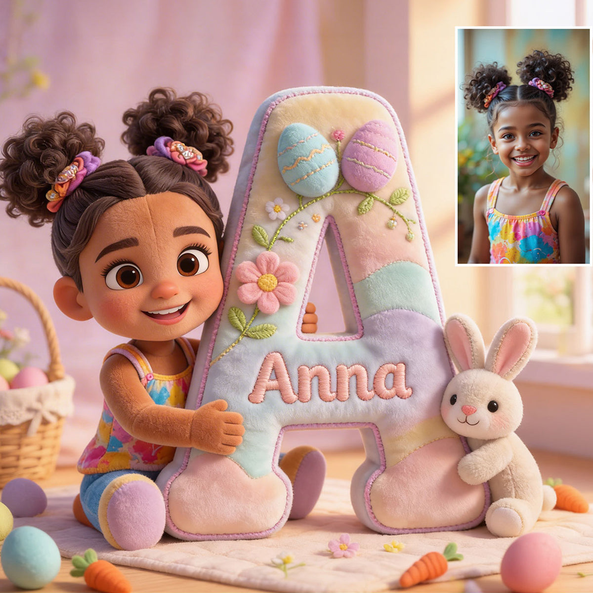 Custom Any Photo Best Easter Gift - Personalized Kid Premium Faux Fur Pillow