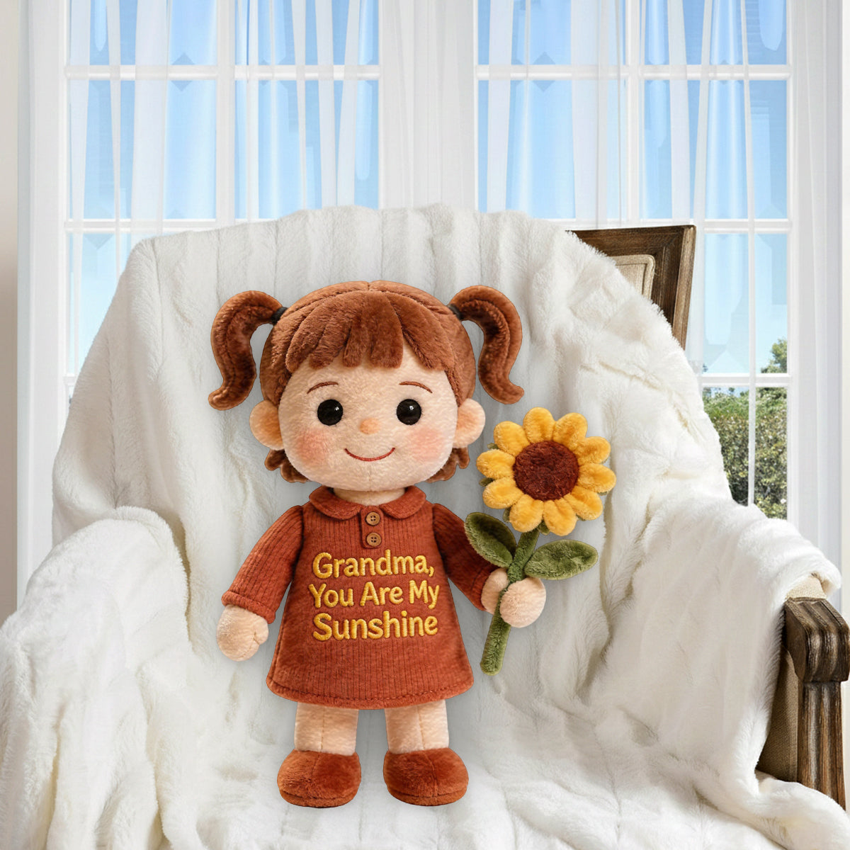 Growing with Grandma’s Love - Personalized Grandma Premium Faux Fur Pillow