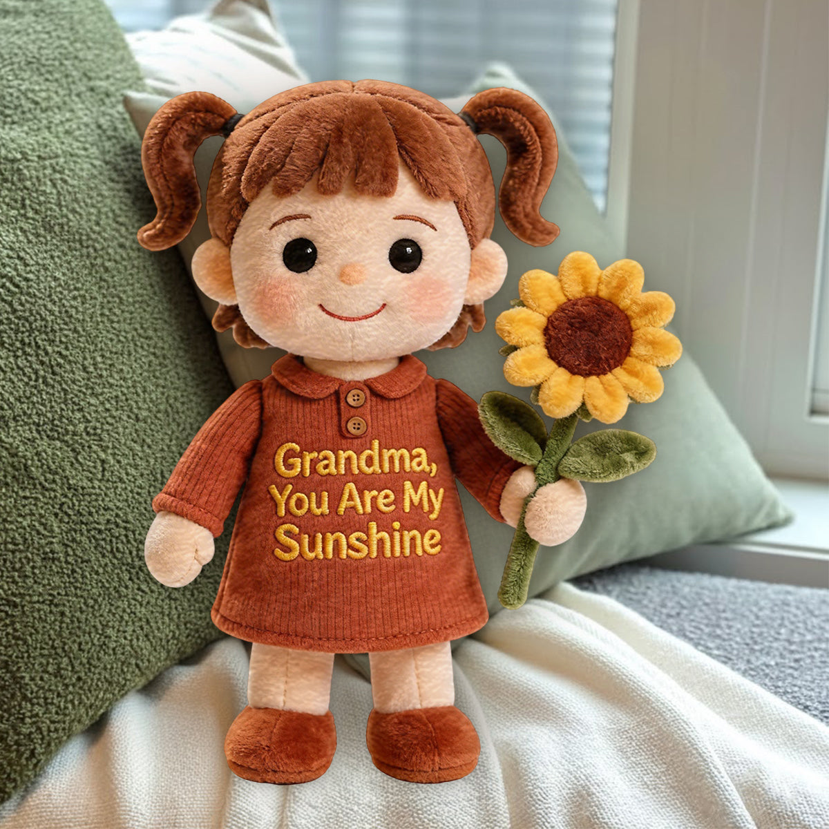 Growing with Grandma’s Love - Personalized Grandma Premium Faux Fur Pillow