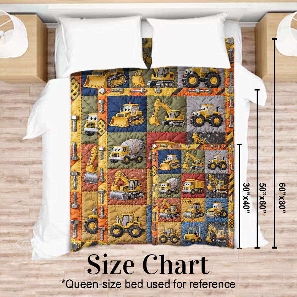 Construction Machines - Personalized Kid Blanket