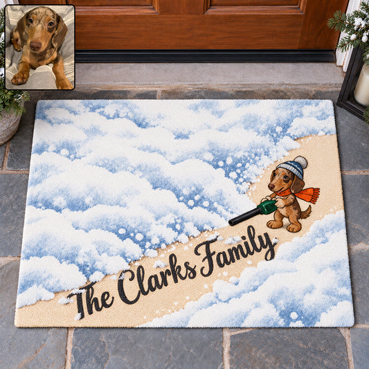 Dog Cat Pet Blowing Snow Leaf - Personalized Dog Doormat