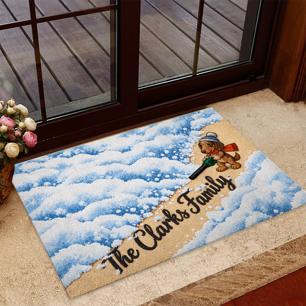 Dog Cat Pet Blowing Snow Leaf - Personalized Dog Doormat
