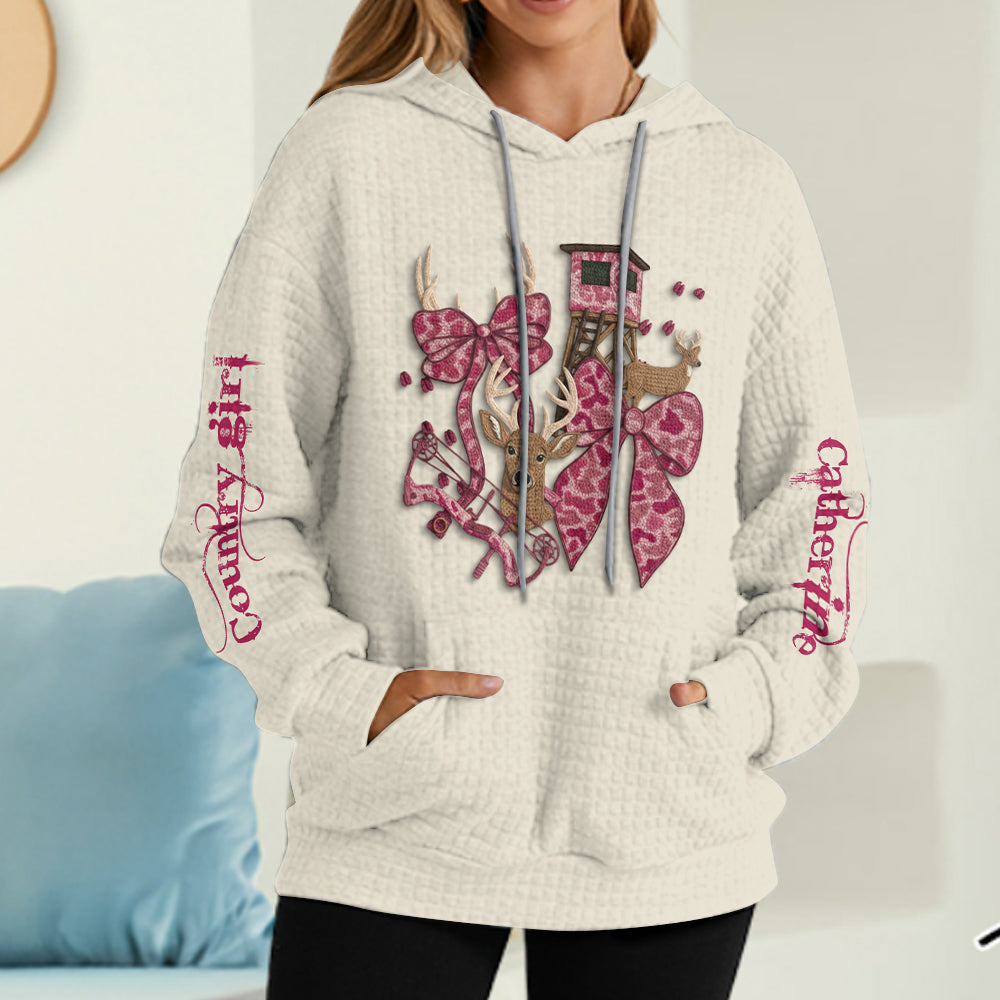 Fille de la campagne - Sweat à capuche gaufré personnalisé pour la chasse