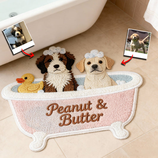 Custom Bathroom Rug For Pet Owners - Personalized Dog Non-Slip Tufted Rug