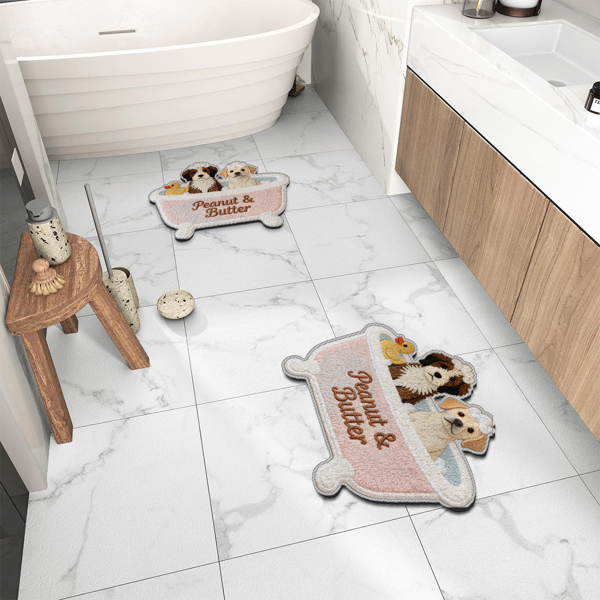 Custom Bathroom Rug For Pet Owners - Personalized Dog Non-Slip Tufted Rug