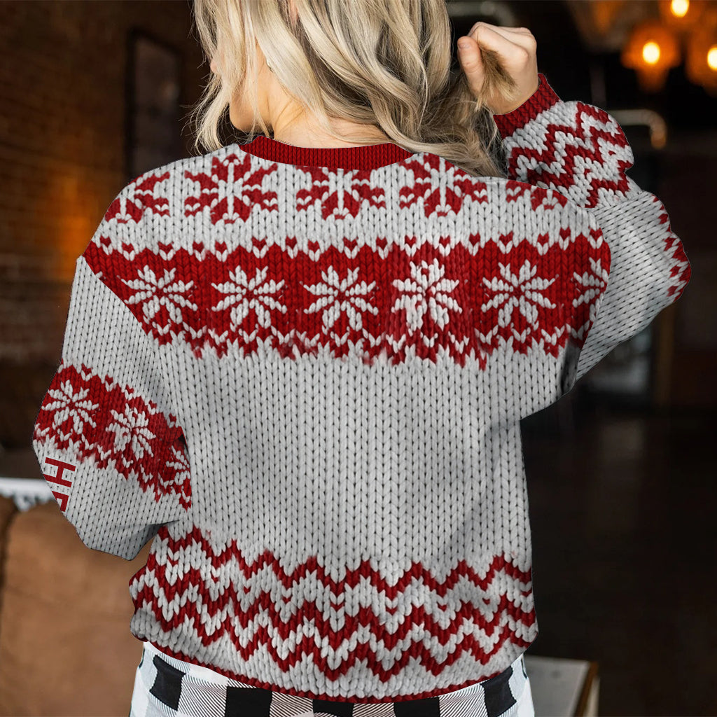 Lettre initiale Joyeux Noël - Pull moche personnalisé pour toute la famille