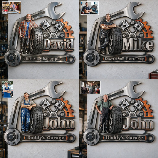 Lustiges Garagenschild für Ihn - Personalisiertes 3D-gedrucktes Metallschild