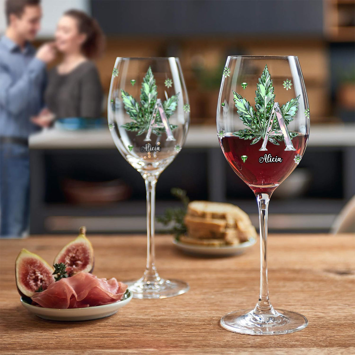 Stoned Alphabet - Personalized Weed Wine Glass With Long Stem