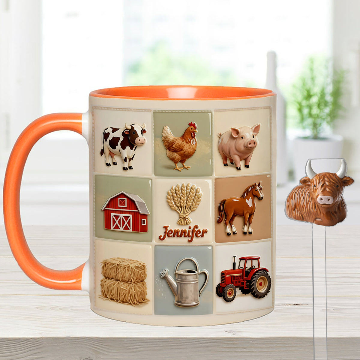 Farmer Life - Personalized Farmer Set Accent Mug with Acrylic Stirrers