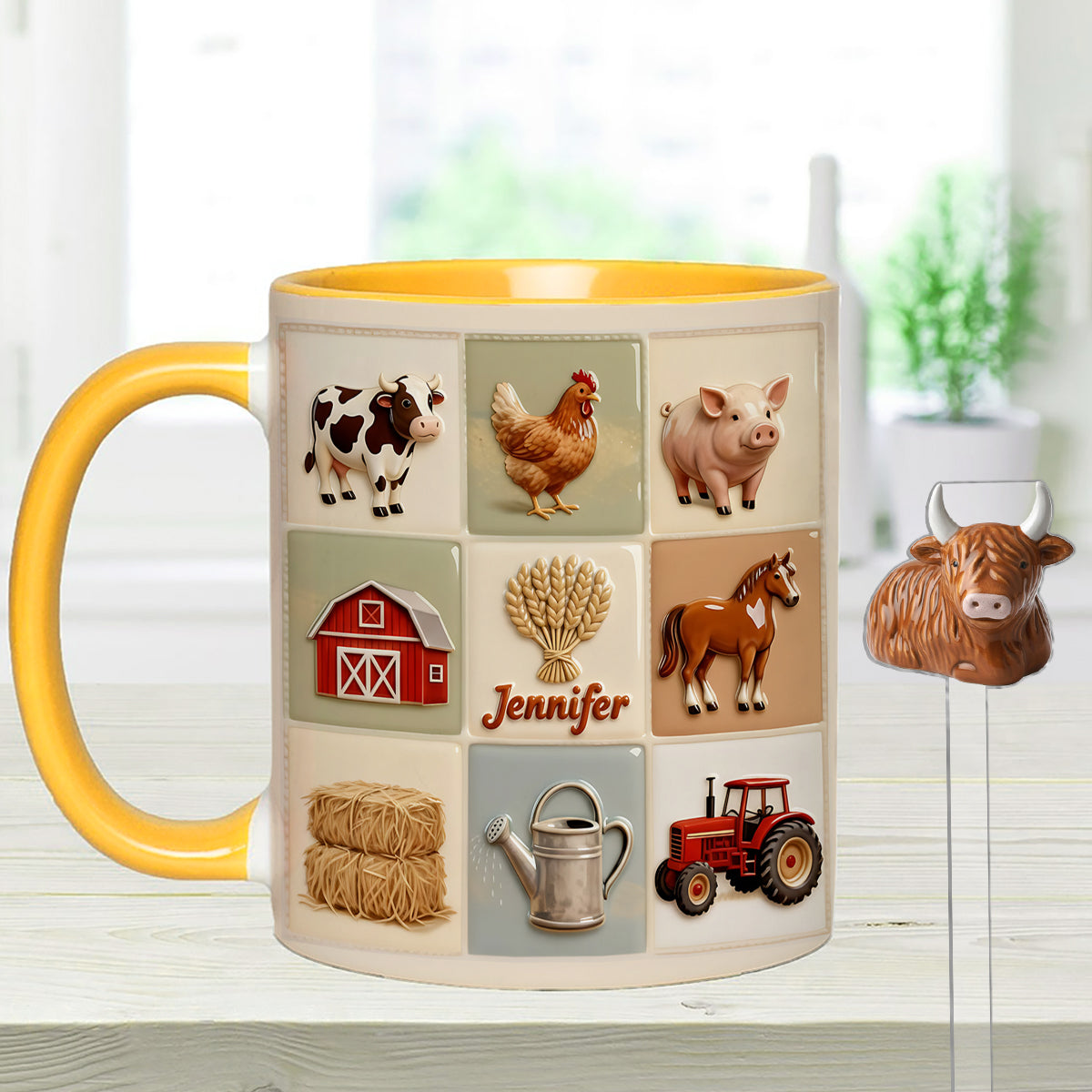 Farmer Life - Personalized Farmer Set Accent Mug with Acrylic Stirrers