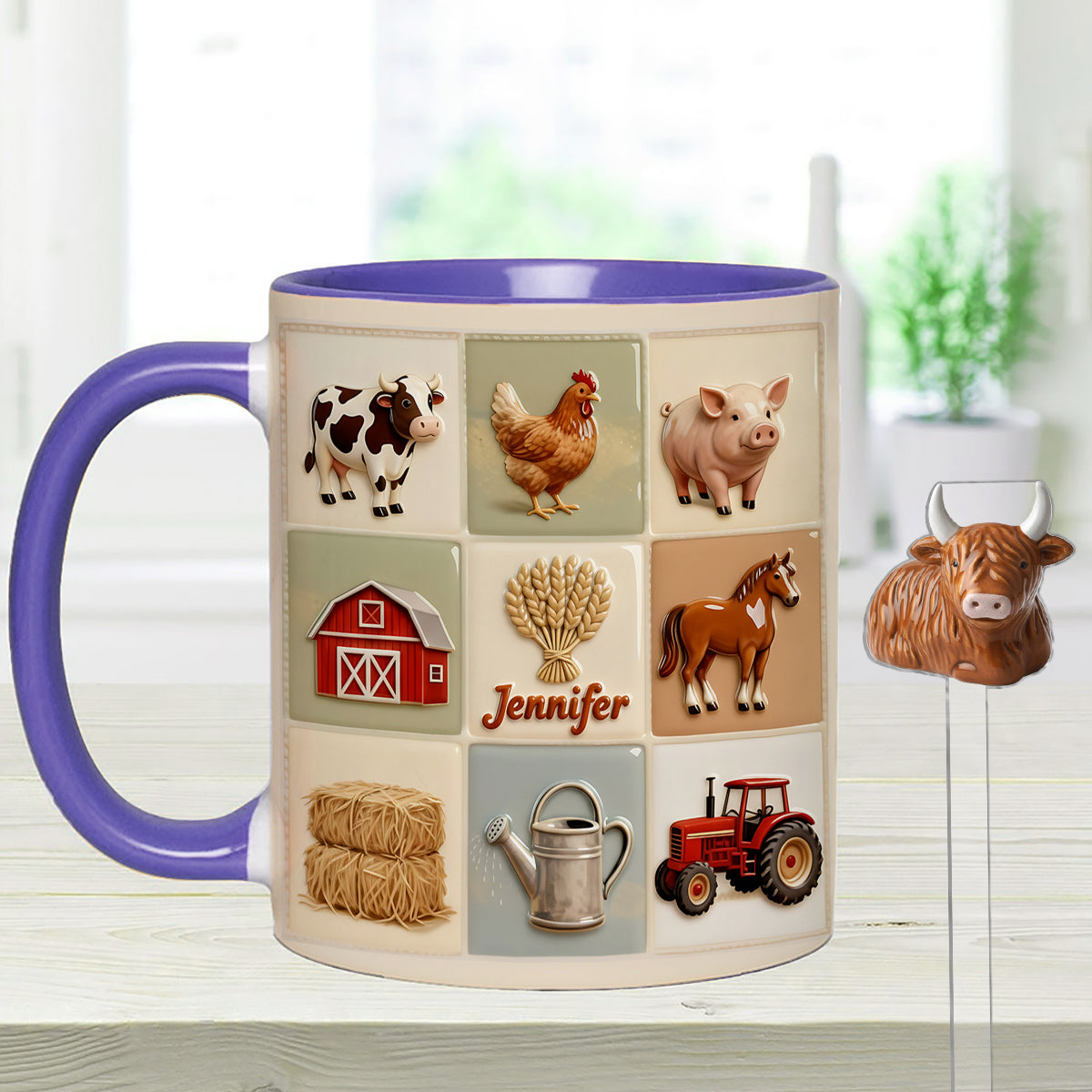 Farmer Life - Personalized Farmer Set Accent Mug with Acrylic Stirrers