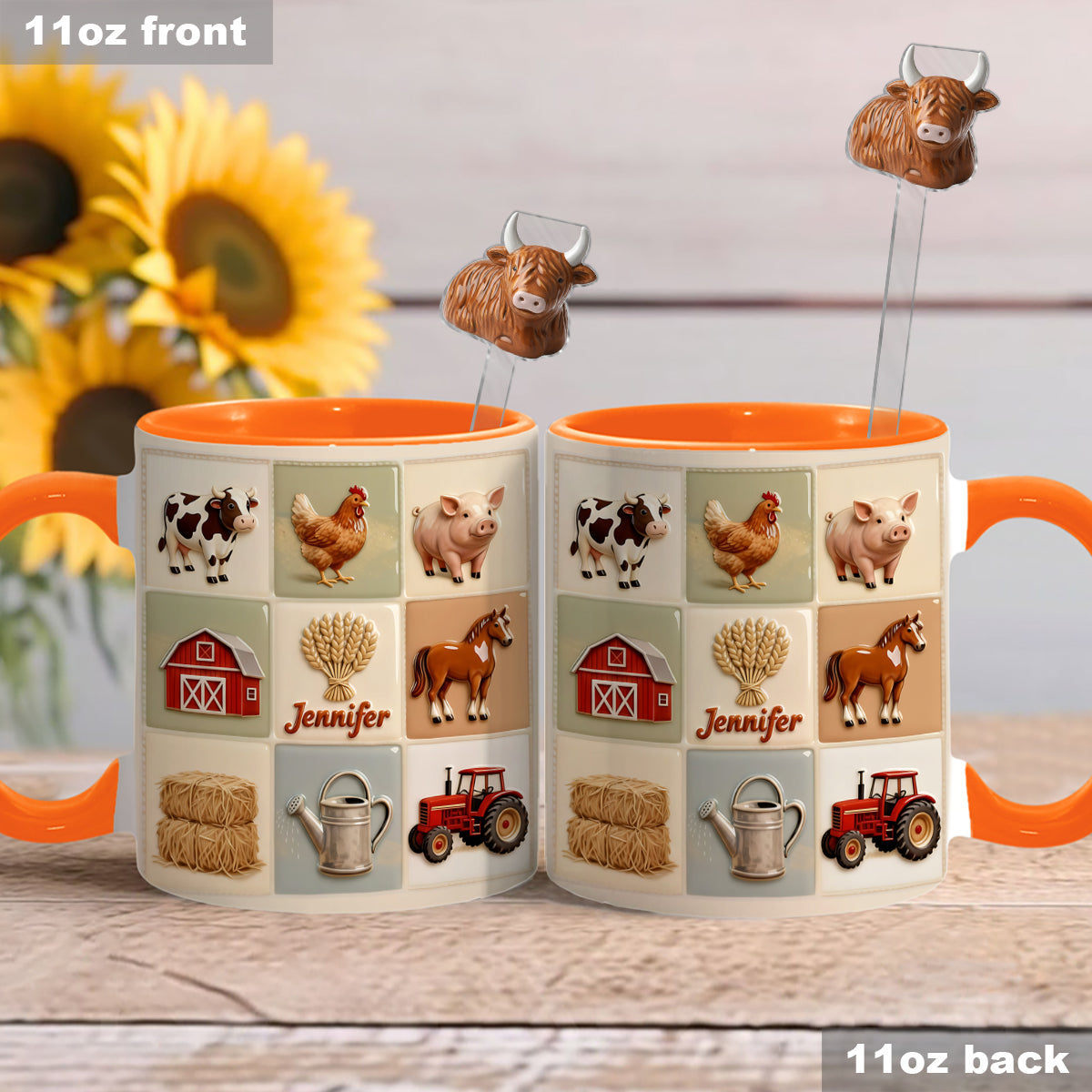 Farmer Life - Personalized Farmer Set Accent Mug with Acrylic Stirrers