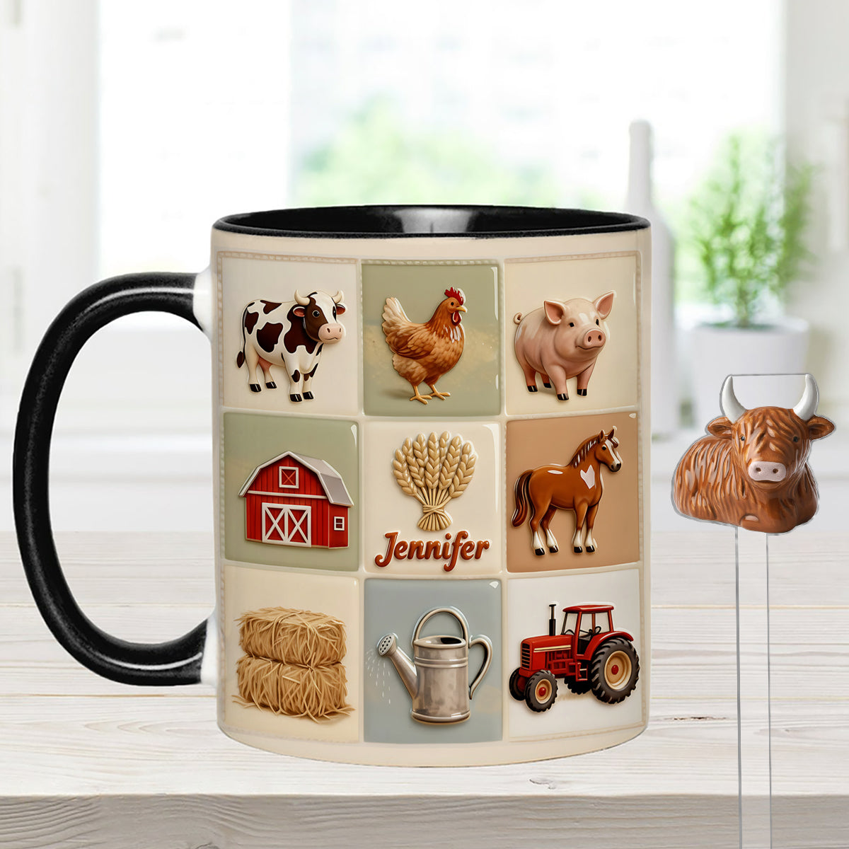 Farmer Life - Personalized Farmer Set Accent Mug with Acrylic Stirrers