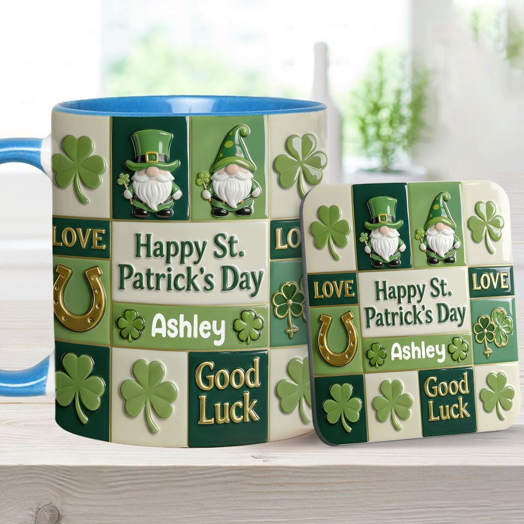 Fröhlichen St. Patrick's Day – Personalisierte Tasse und Untersetzer mit irischem Akzent