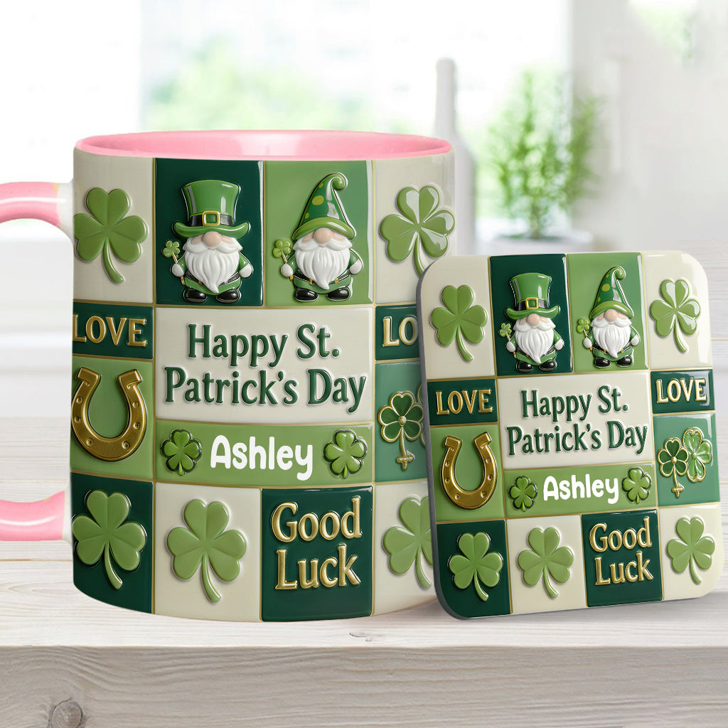 Fröhlichen St. Patrick's Day – Personalisierte Tasse und Untersetzer mit irischem Akzent