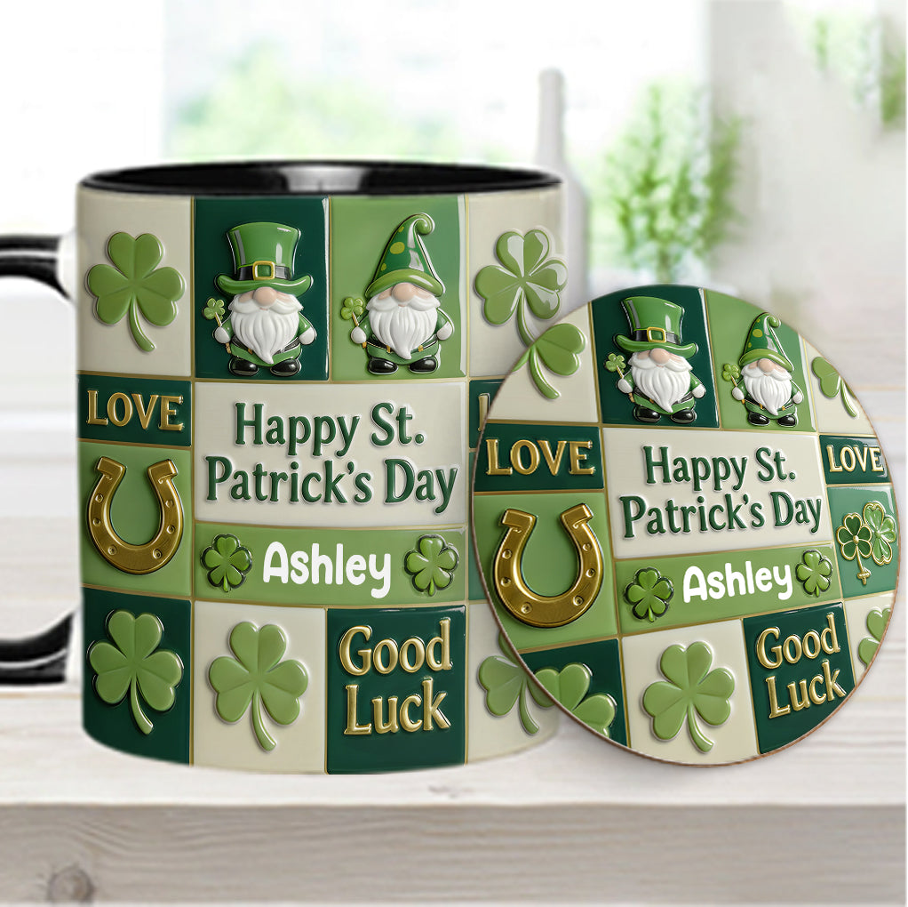 Fröhlichen St. Patrick's Day – Personalisierte Tasse und Untersetzer mit irischem Akzent