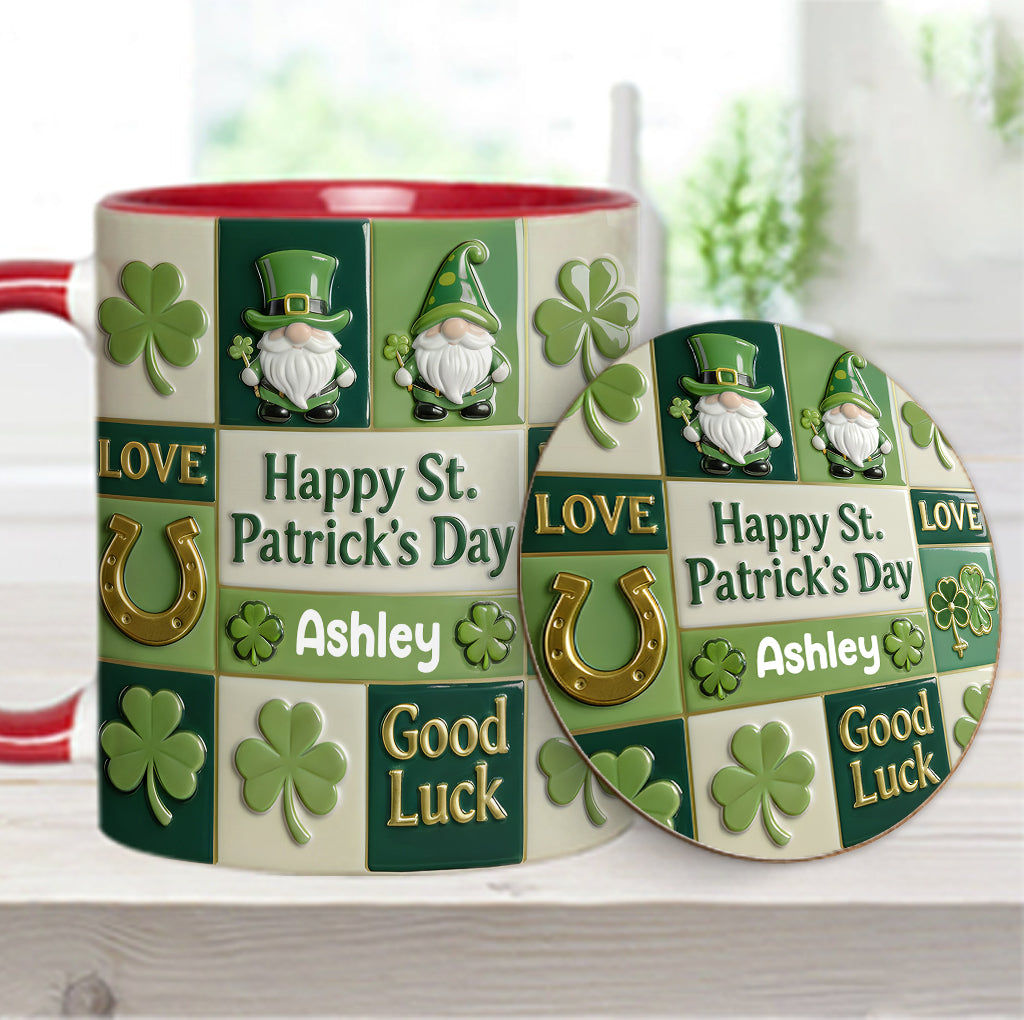 Fröhlichen St. Patrick's Day – Personalisierte Tasse und Untersetzer mit irischem Akzent